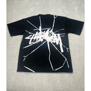 Stussy Mens Shattered 8 Ball Graphic T-Shirt Black Size M Made in USA Streetwear